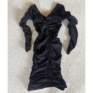 Helmut Lang Ruched Midi Dress Seamless Jersey Cocktail Dress